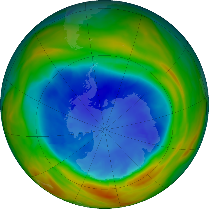 Antarctic ozone map for 01 September 2017